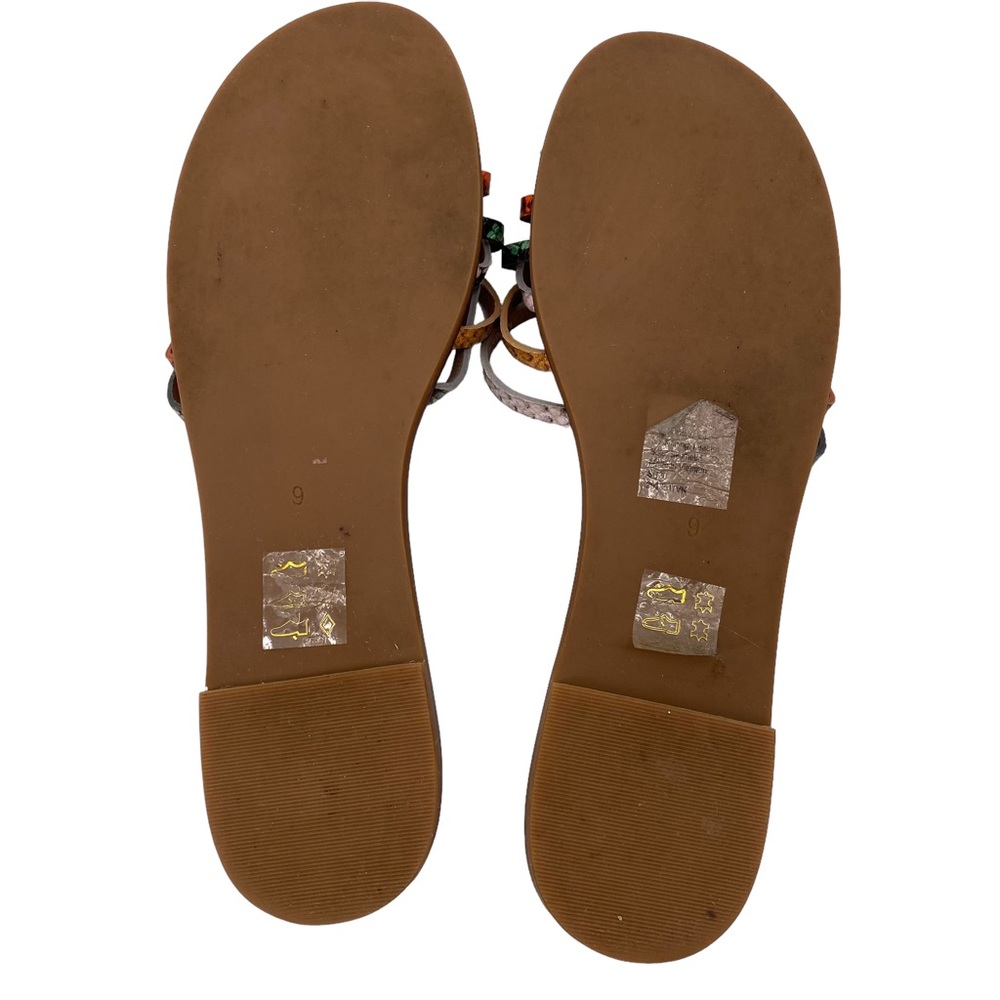 Madewell Tracie Crisscross Leather Snakeskin Embossed Slides 9 - Picture 7 of 11